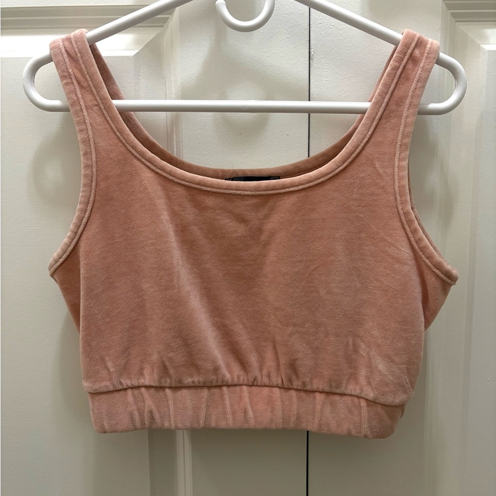 pink velvet crop top